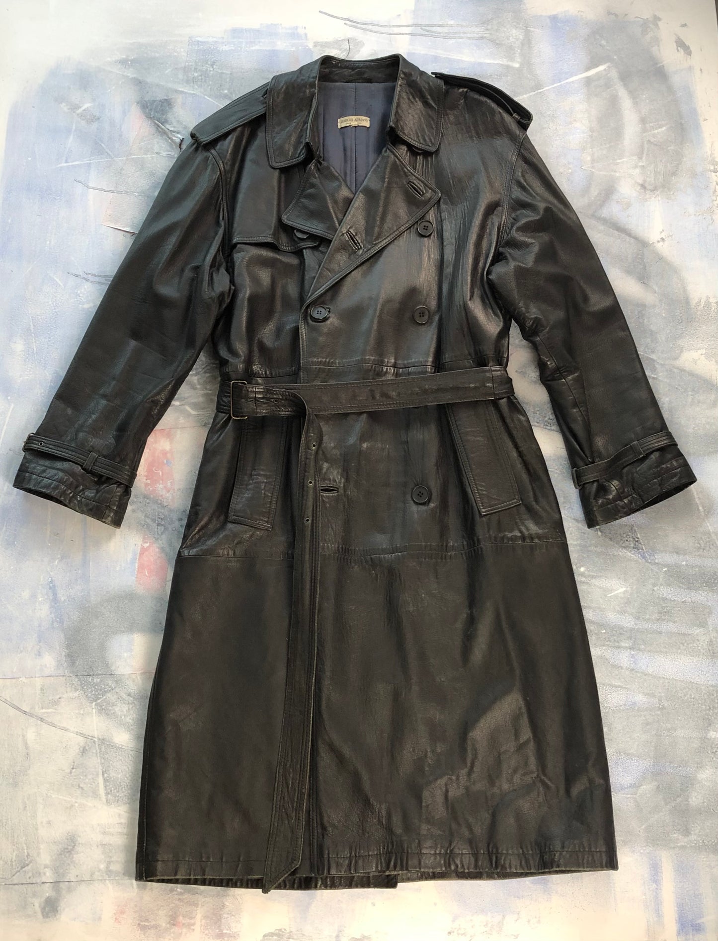Giorgio Armani Leather Belted Trench Coat