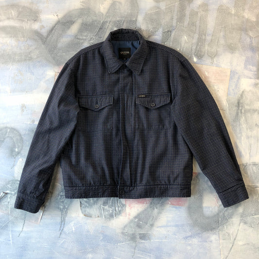 Guess USA Plaid Harrington Bomber Zip Jacket L
