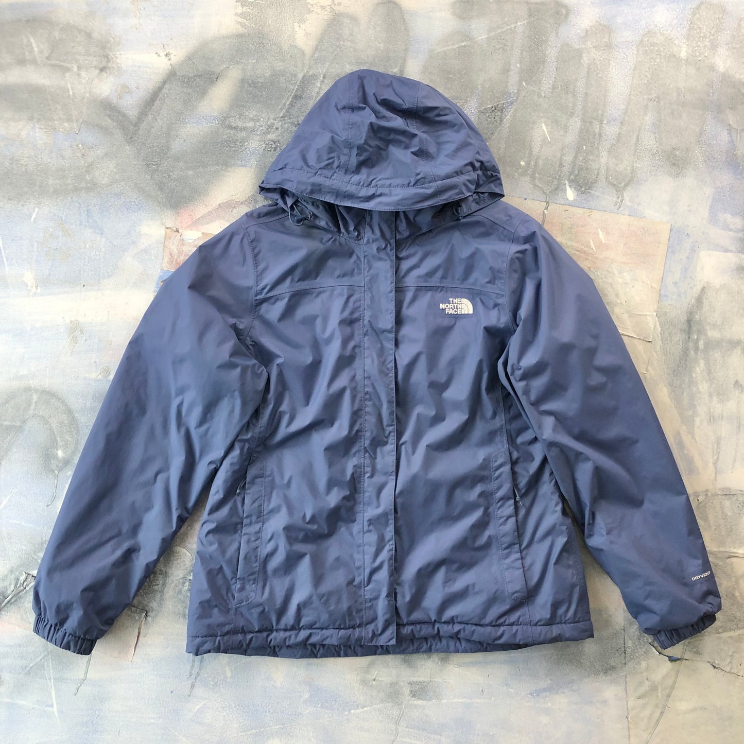 The North Face Dryvent Quilted Lined Hooded Rain Zip Jacket L (Womens)