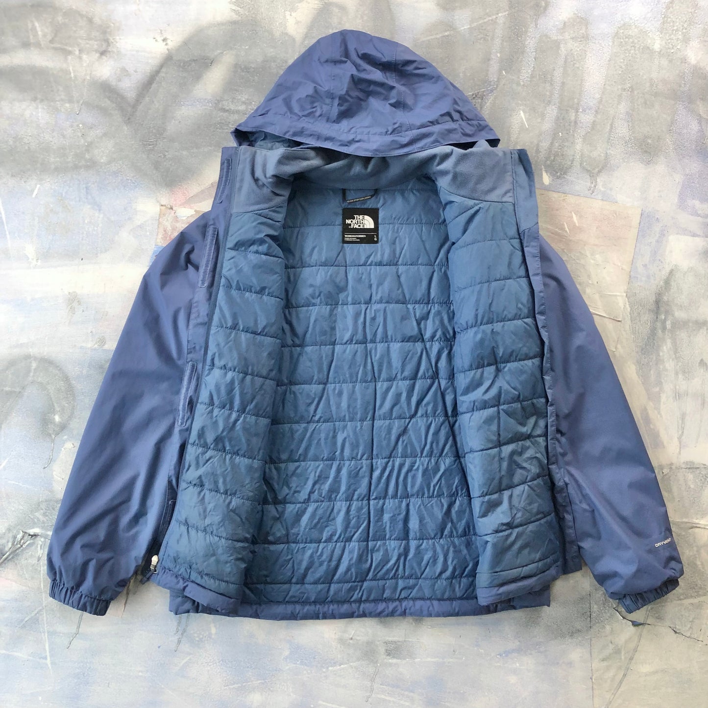 The North Face Dryvent Quilted Lined Hooded Rain Zip Jacket L (Womens)
