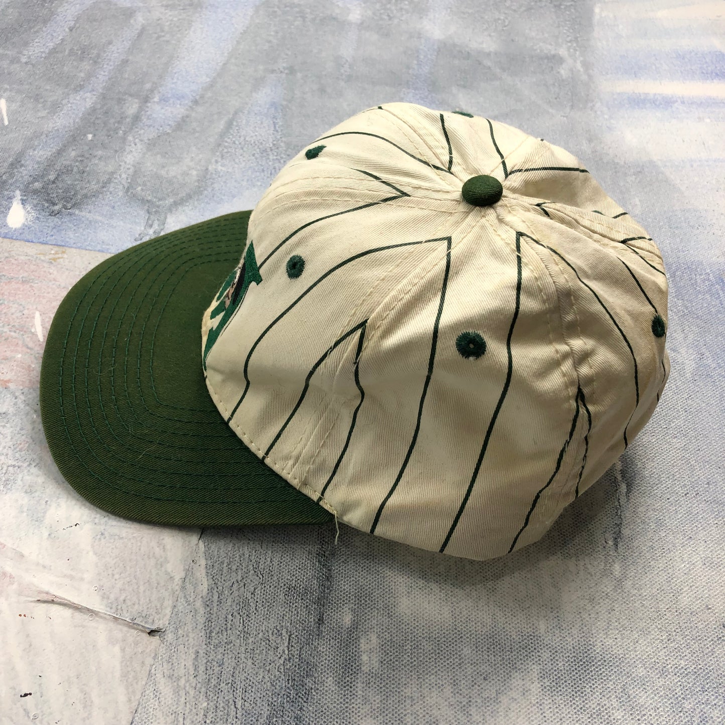 Vintage Mickey Mouse Pin Stripe Two Tone Snapback Hat