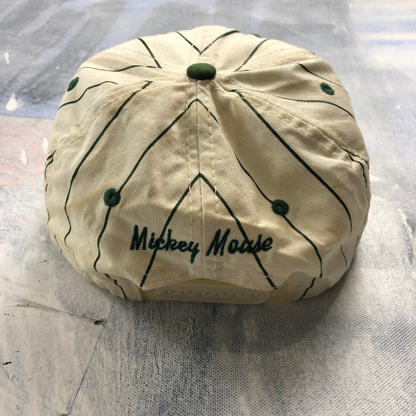 Vintage Mickey Mouse Pin Stripe Two Tone Snapback Hat