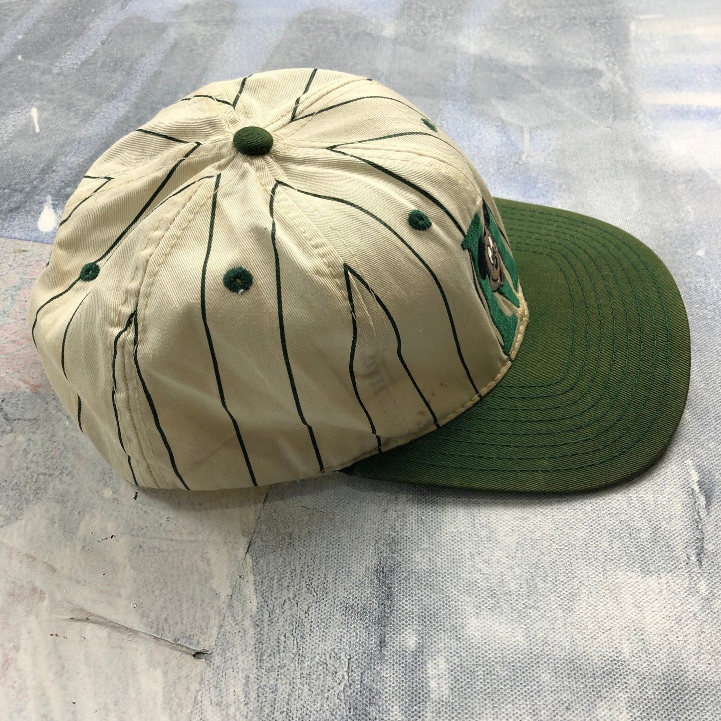 Vintage Mickey Mouse Pin Stripe Two Tone Snapback Hat