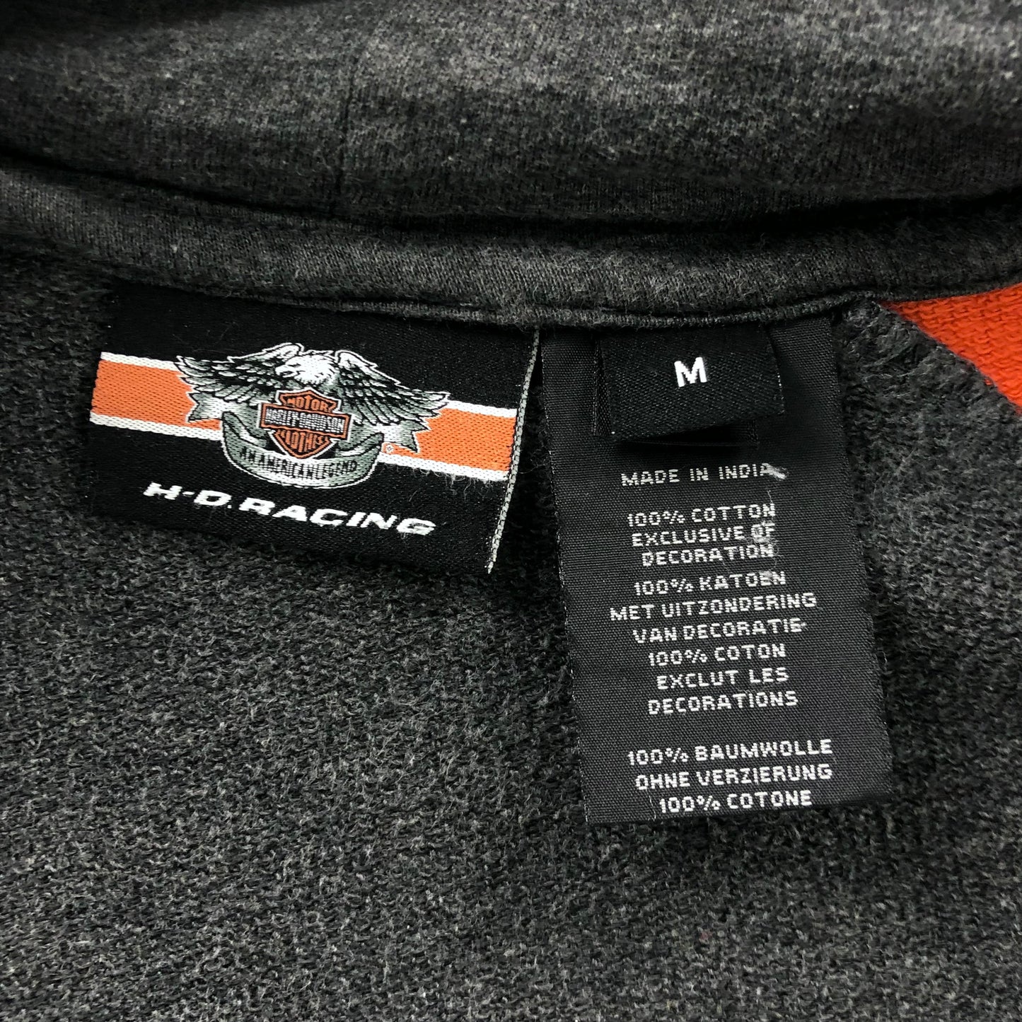 Vintage Harley Davidson Motorcycles Racing Hoodie Full Zip Sweatshirt M