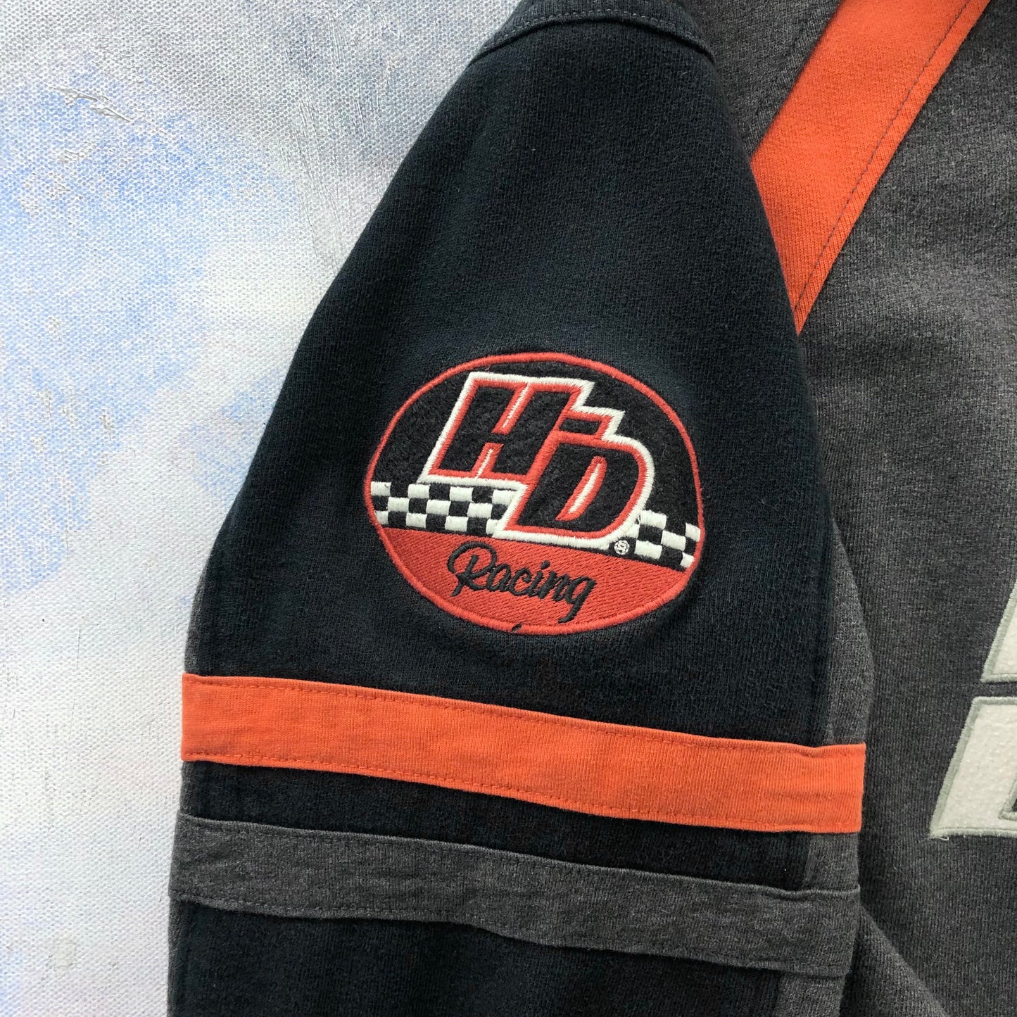 Vintage Harley Davidson Motorcycles Racing Hoodie Full Zip Sweatshirt M