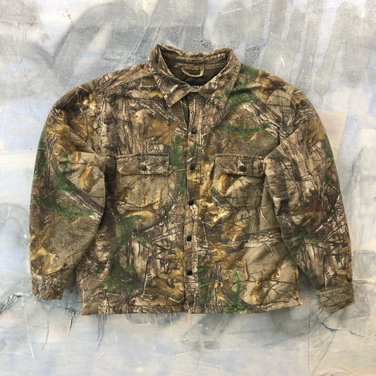 Vintage Real Tree Camo Quilted Lined Button Flannel XL