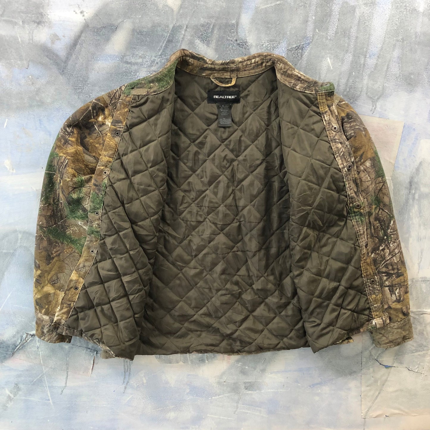 Vintage Real Tree Camo Quilted Lined Button Flannel XL