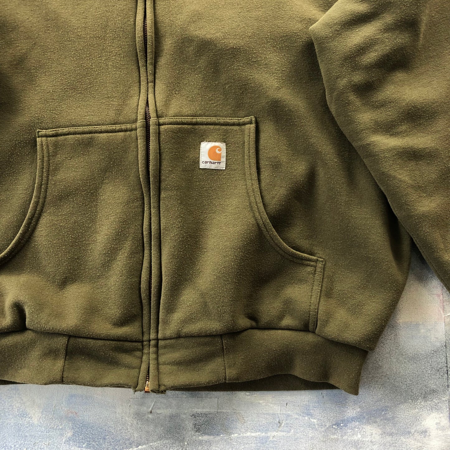 Vintage Carhartt Thermal Lined Zip Hoodie Sweatshirt XL