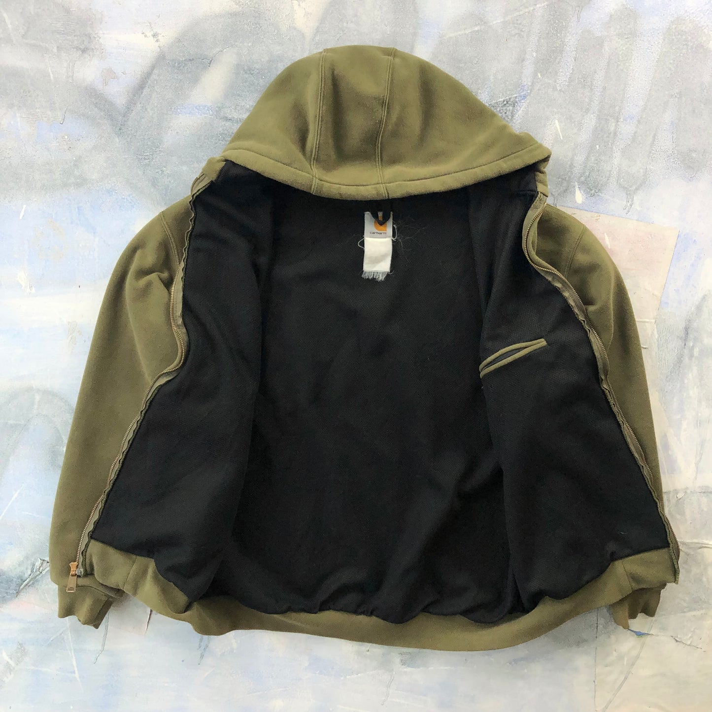 Vintage Carhartt Thermal Lined Zip Hoodie Sweatshirt XL