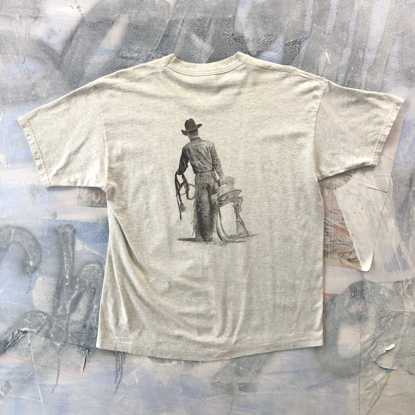 Vintage Marc Houde Cowboy Artwork T Shirt XL