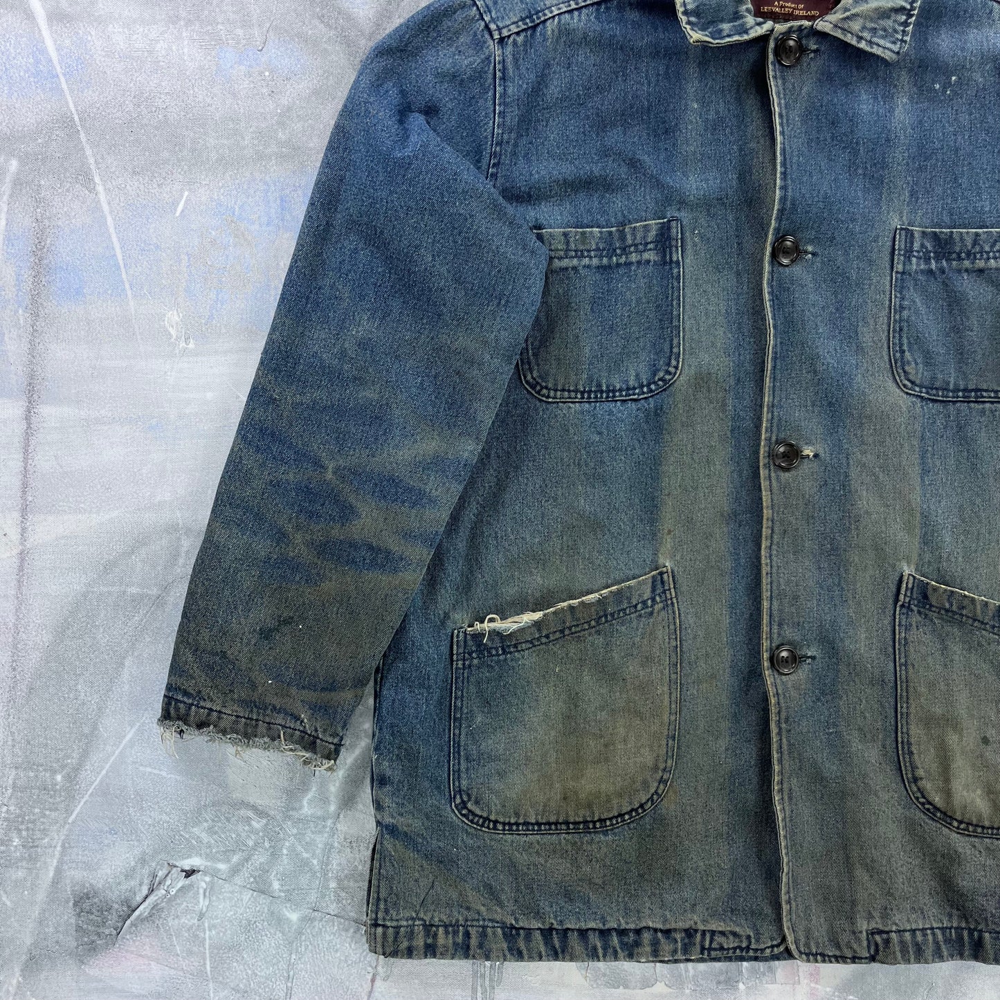 Vintage Lee Valley Ireland Chore Plaid Lined Denim Button Jacket XXL