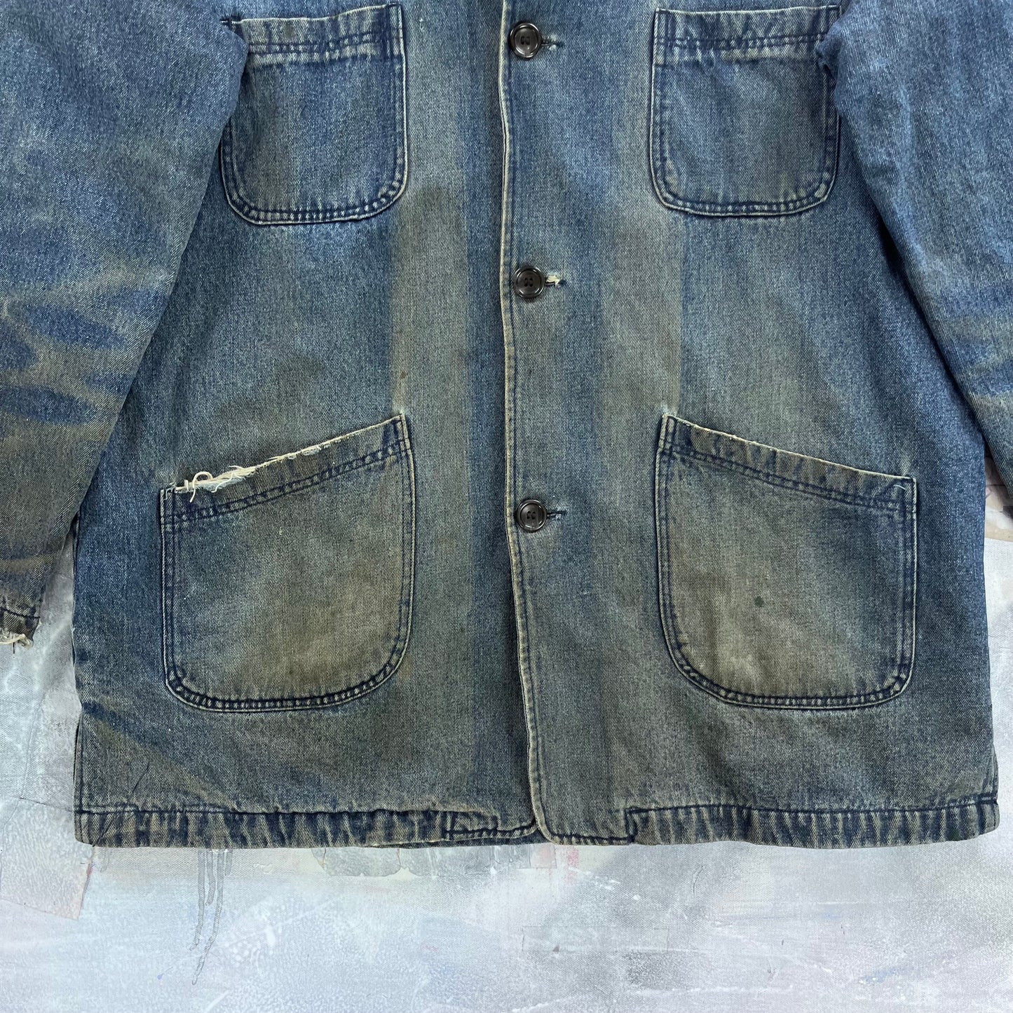 Vintage Lee Valley Ireland Chore Plaid Lined Denim Button Jacket XXL