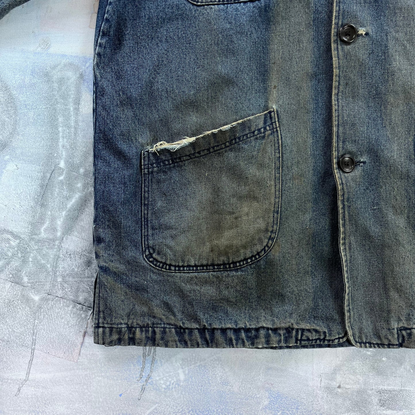 Vintage Lee Valley Ireland Chore Plaid Lined Denim Button Jacket XXL