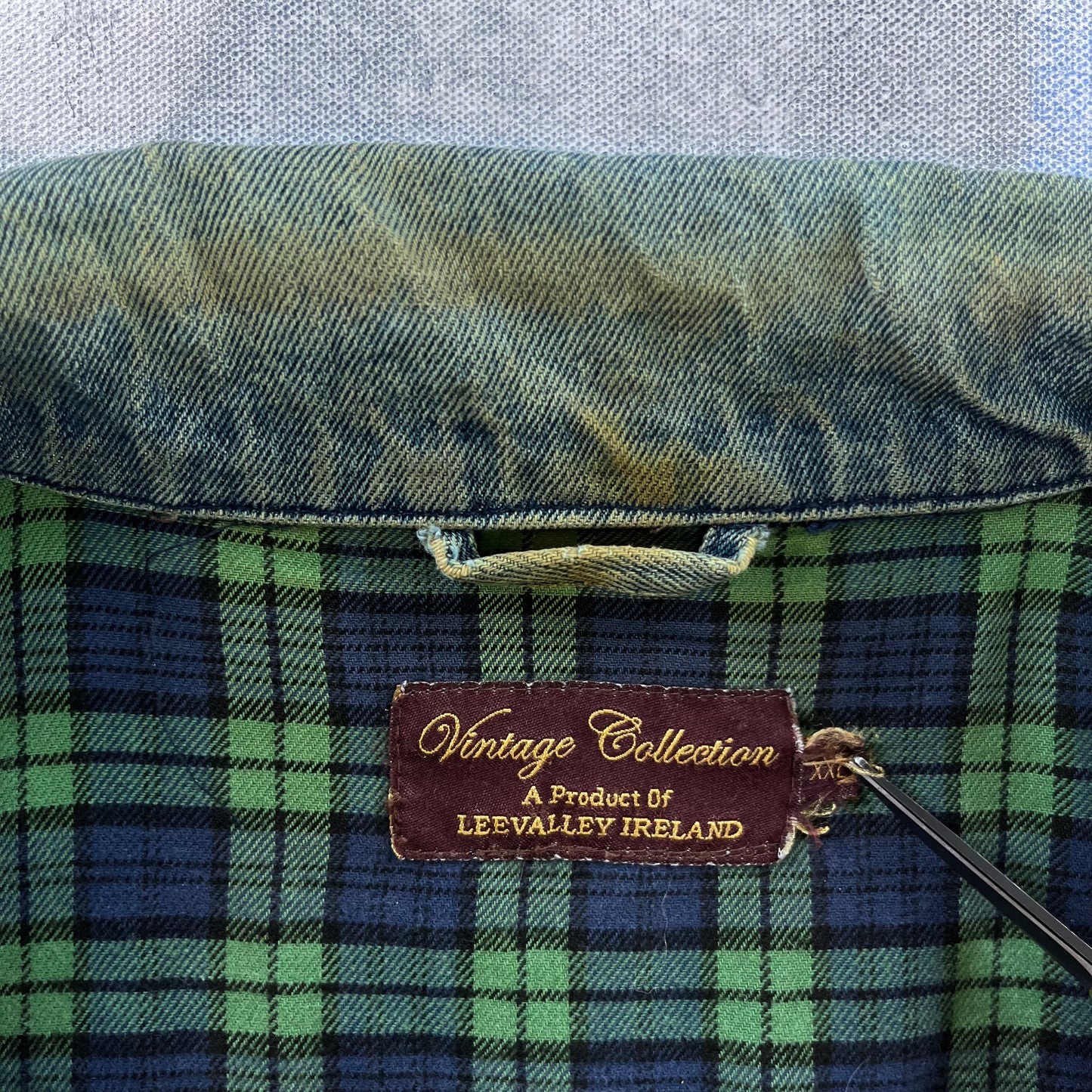 Vintage Lee Valley Ireland Chore Plaid Lined Denim Button Jacket XXL