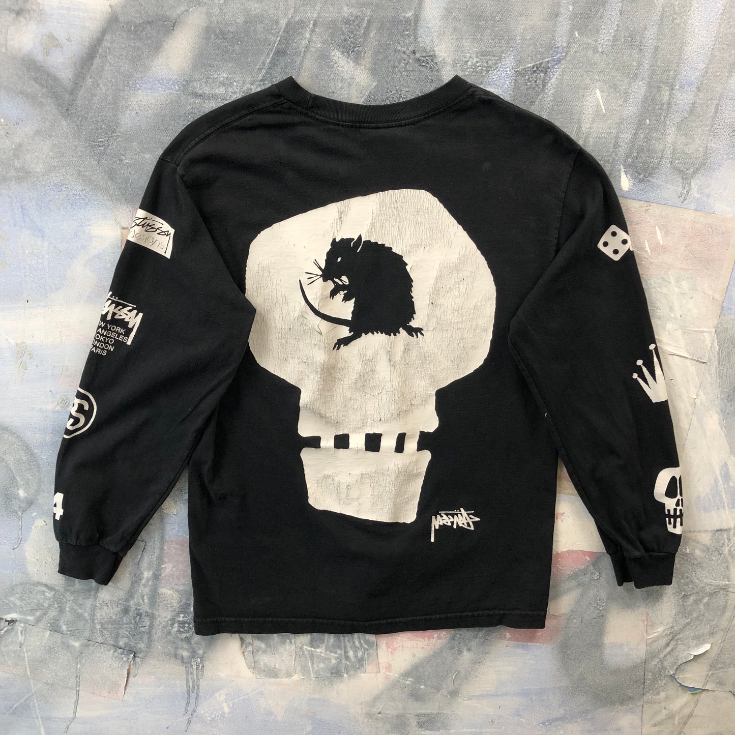Vintage Stussy Worldwide Tribe Skull Rat Long Sleeve T Shirt M