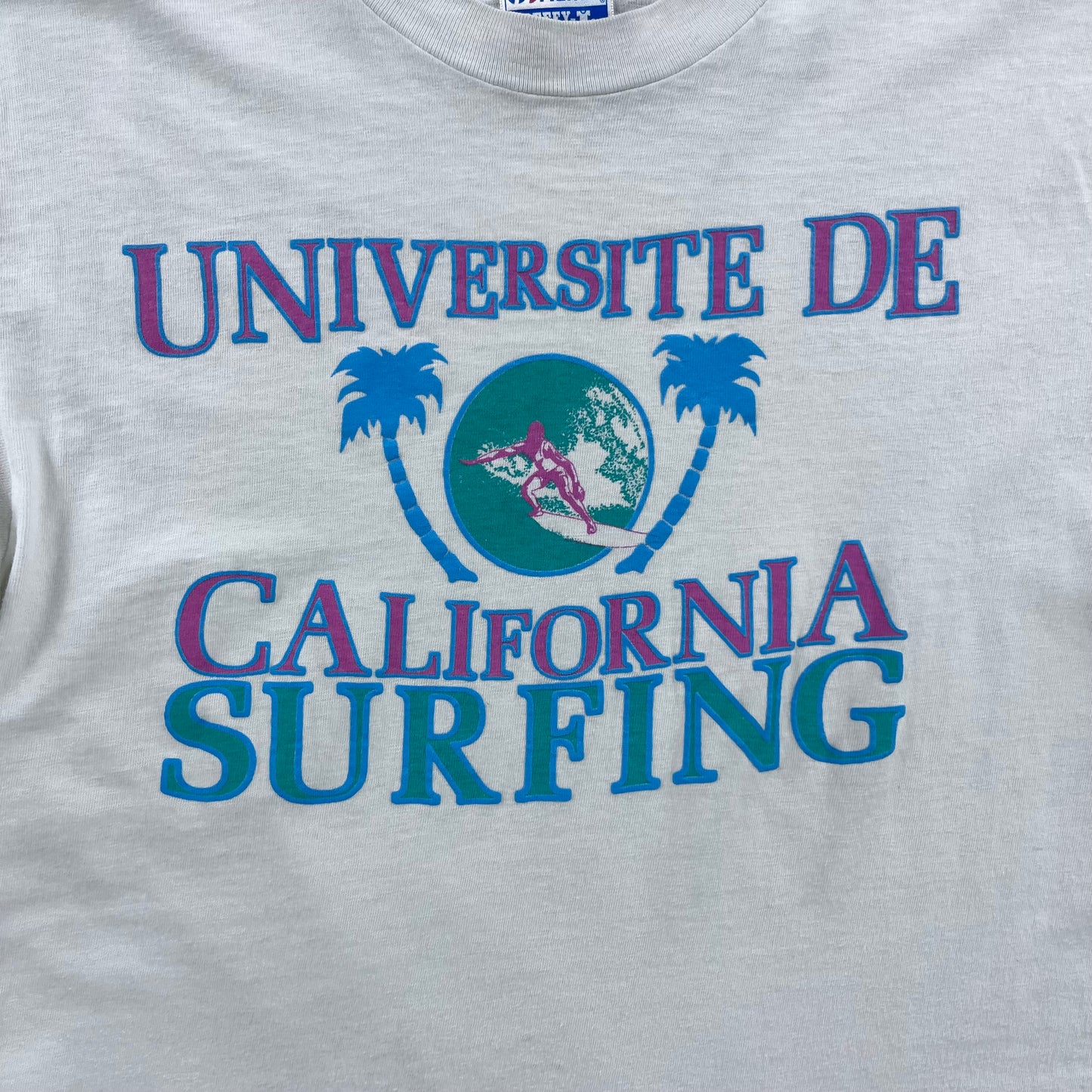 Vintage 80s USA University De California Surfing Single Stitch T Shirt M