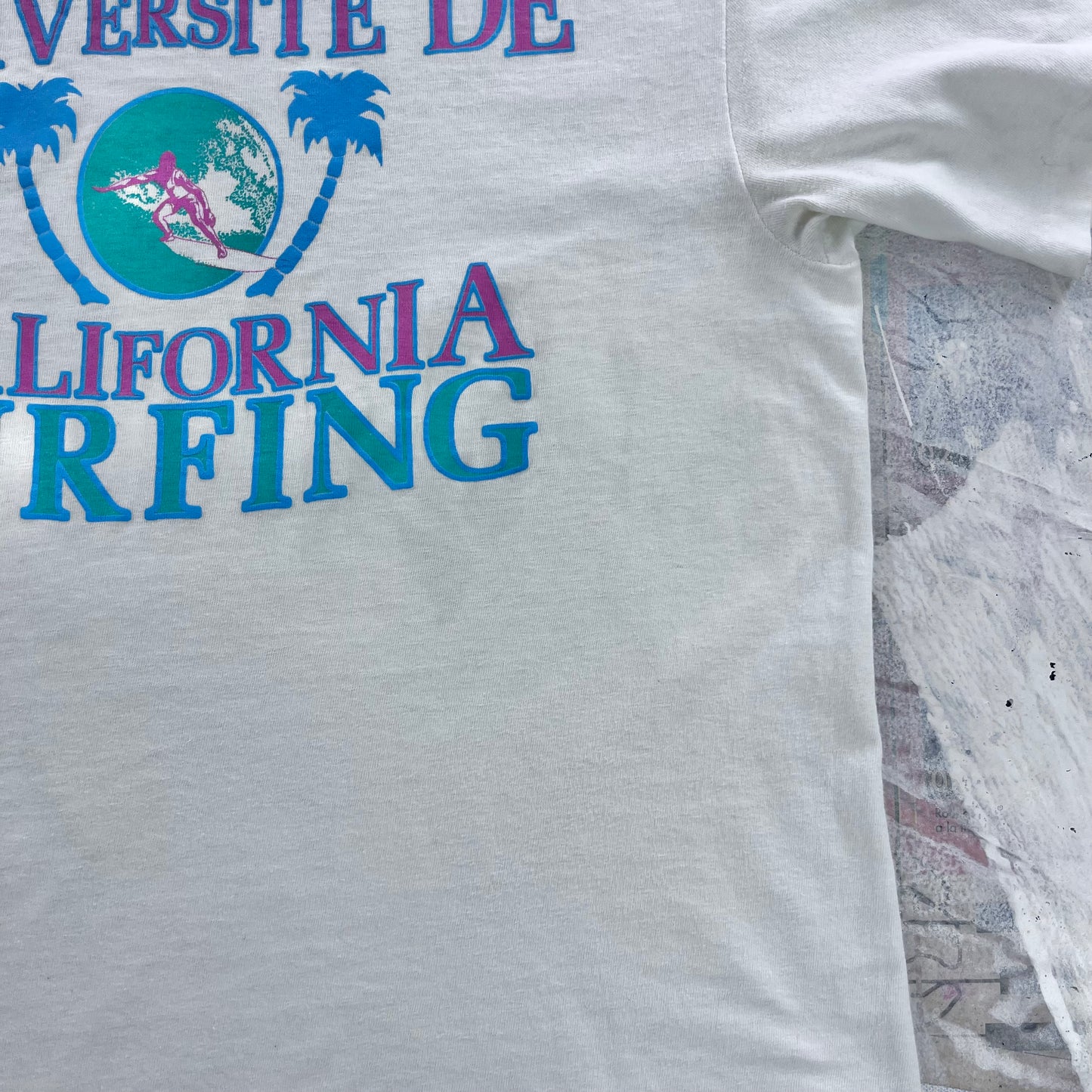 Vintage 80s USA University De California Surfing Single Stitch T Shirt M