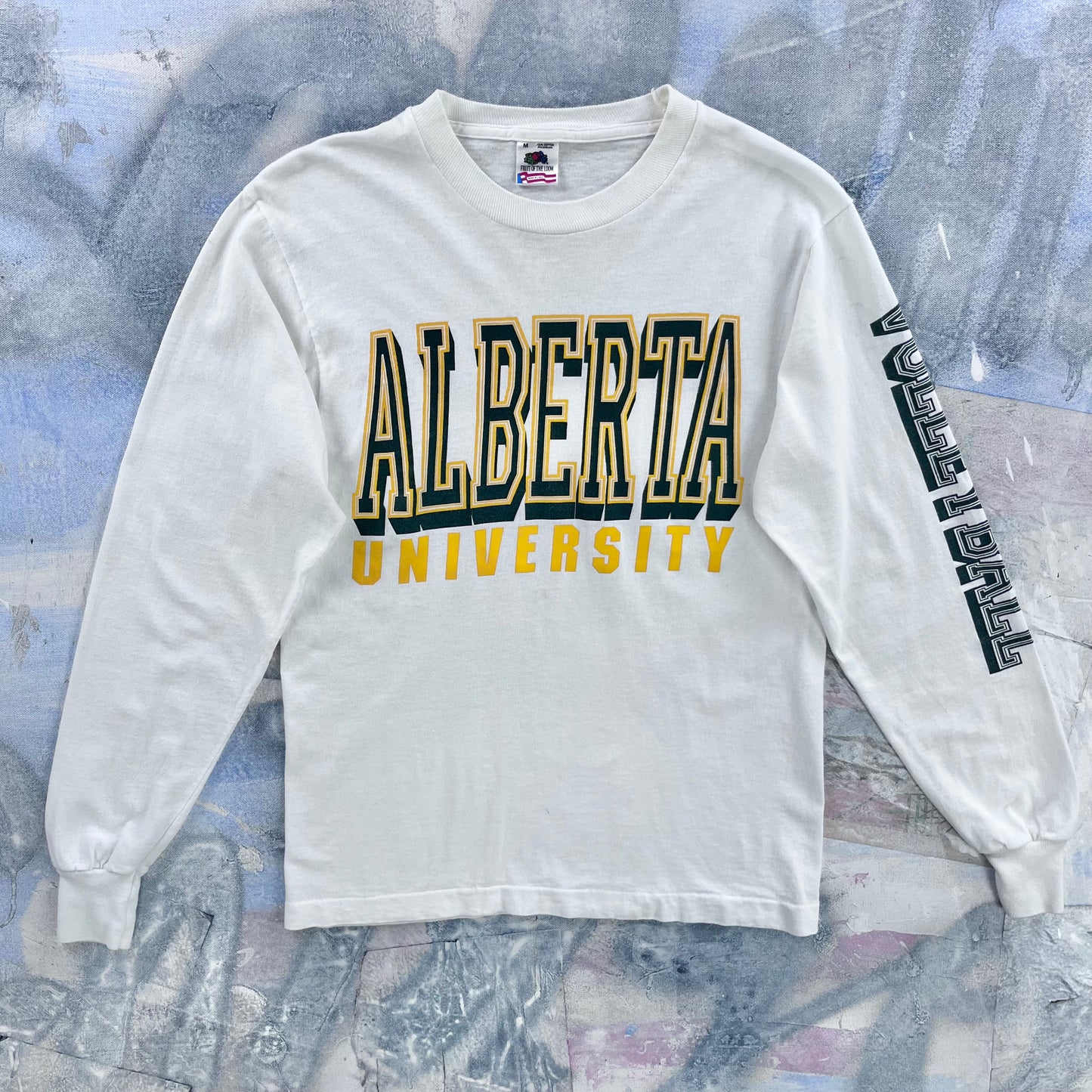 Vintage 90s USA University Of Alberta Volleyball Long Sleeve Single Stitch T Shirt M