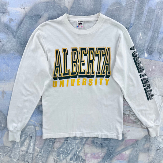 Vintage 90s USA University Of Alberta Volleyball Long Sleeve Single Stitch T Shirt M