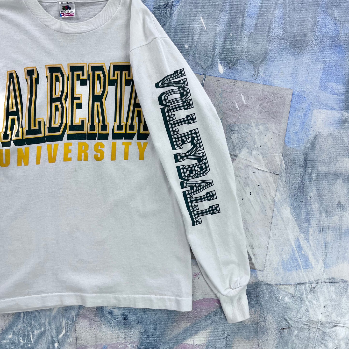 Vintage 90s USA University Of Alberta Volleyball Long Sleeve Single Stitch T Shirt M