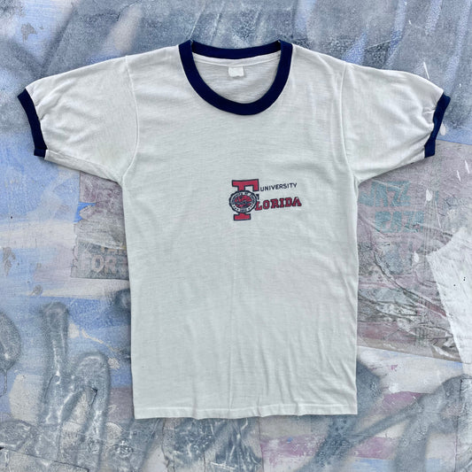 Vintage 80s USA University Of Florida Ringer Single Stitch T Shirt S