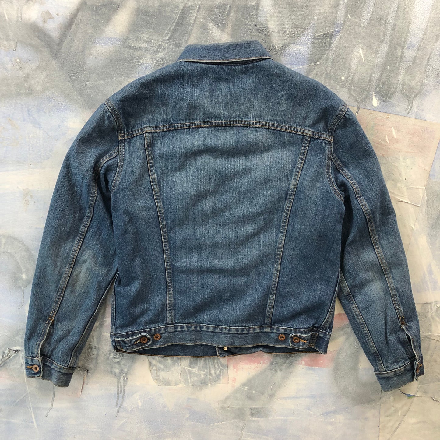 Vintage Levis Plaid Lined Denim Button Jacket L