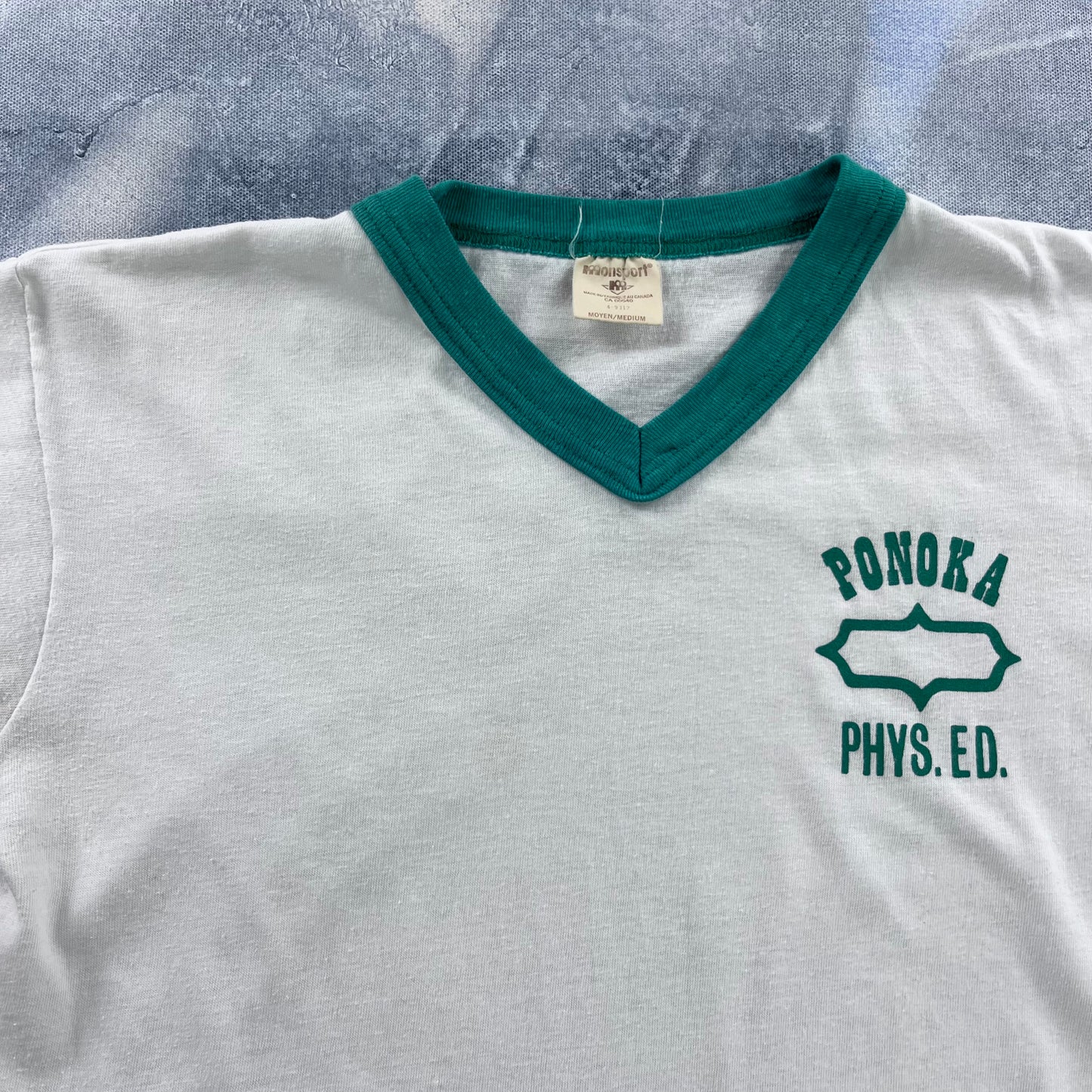 Vintage 80s Ponoka Alberta Physical Education Ringer Single Stitch T Shirt M