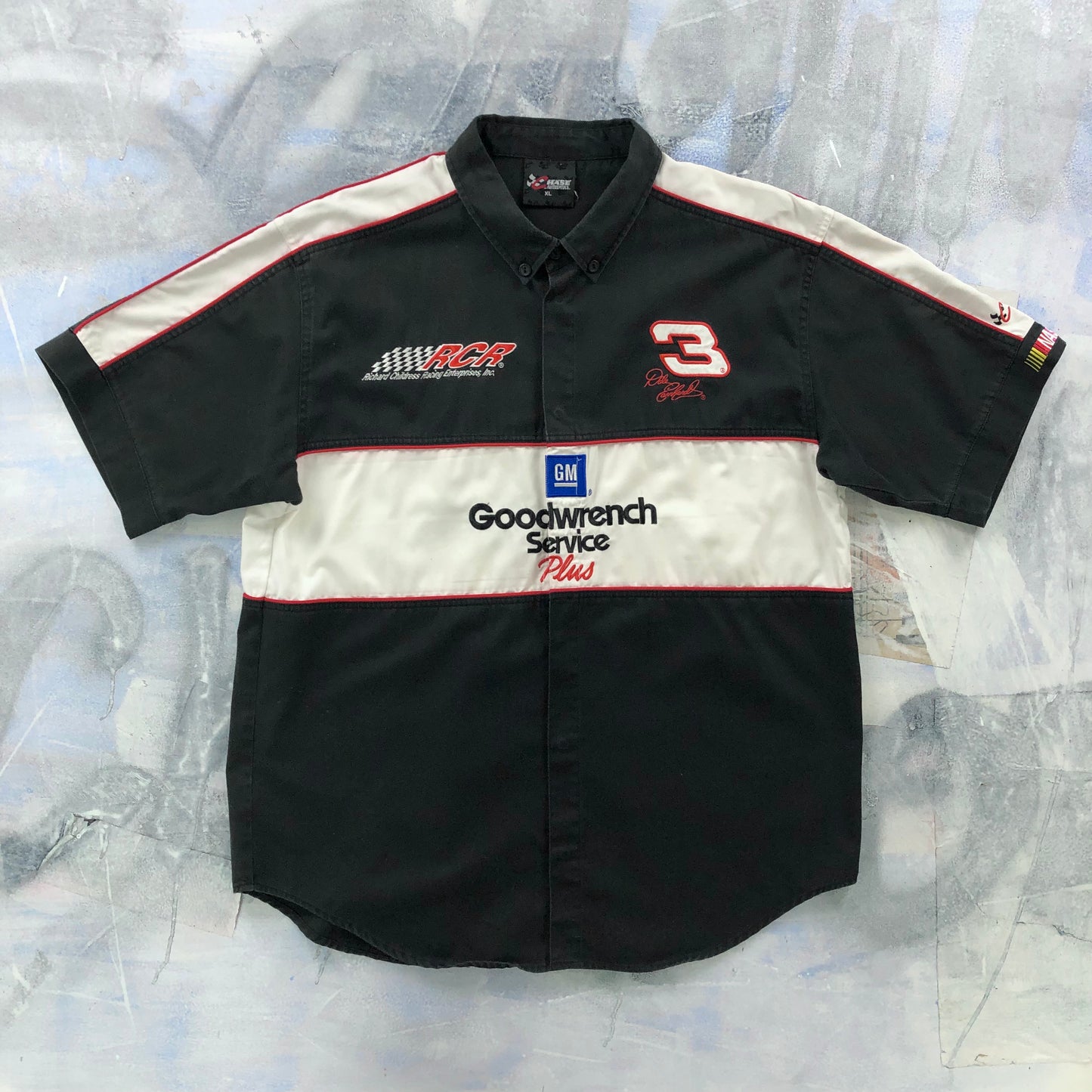 Vintage Dale Earnhardt GM Goodwrench Racing Mechanic Button Short Sleeve Shirt XL
