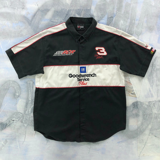 Vintage Dale Earnhardt GM Goodwrench Racing Mechanic Button Short Sleeve Shirt XL
