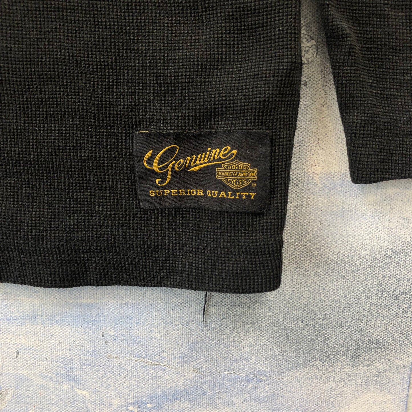 Harley Davidson Motorcycles Embroided Waffle Knit Long Sleeve Henley Shirt XL