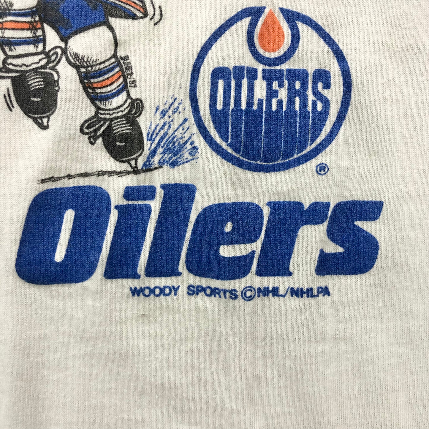 Vintage 80s NHL Edmonton Oilers Slap Shot Players Singe Stitch T Shirt M