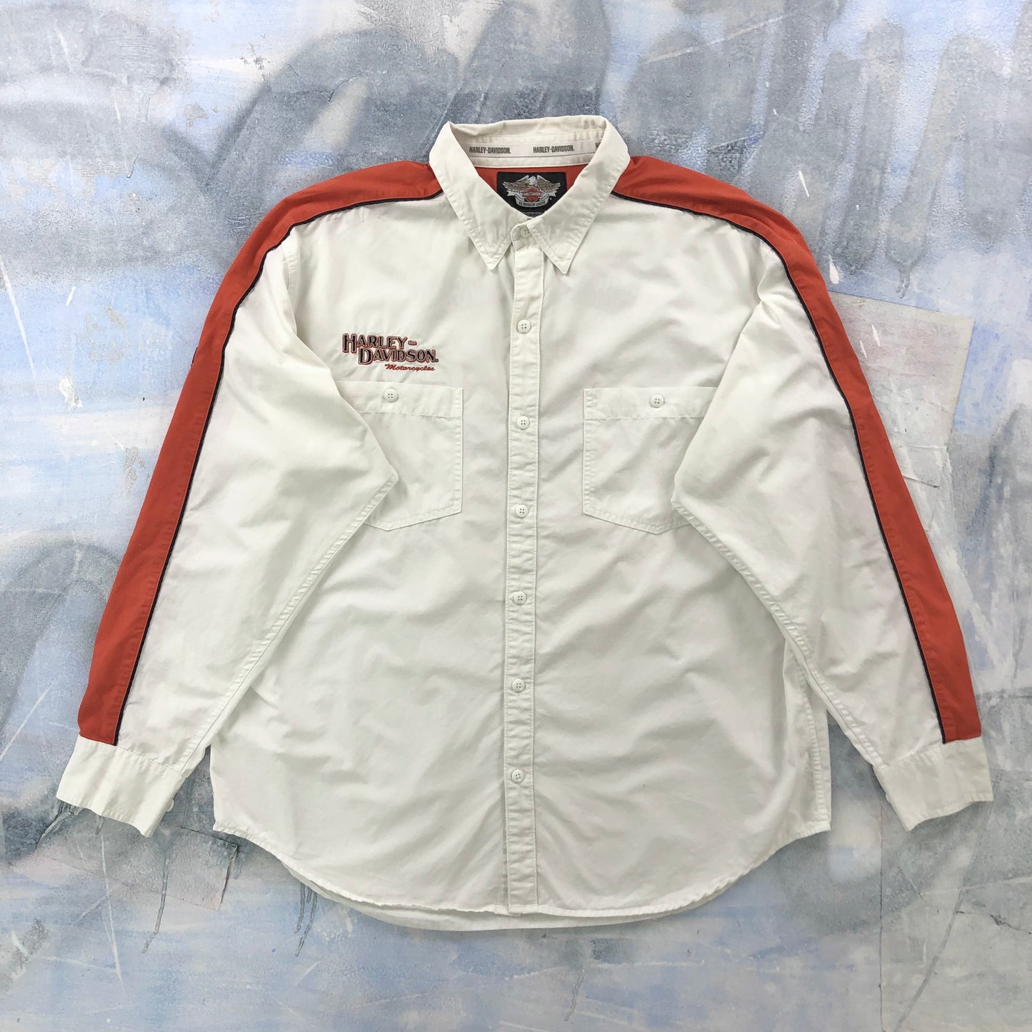 Harley Davidson Motorcycles Number One Long Sleeve Button Shirt XL