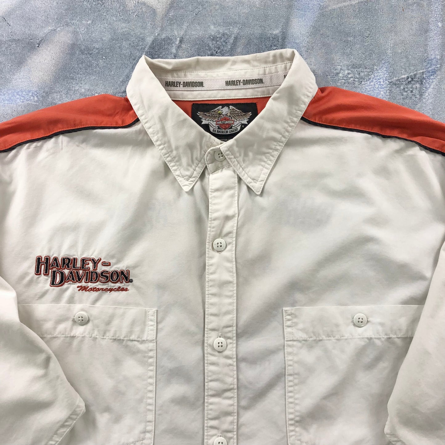 Harley Davidson Motorcycles Number One Long Sleeve Button Shirt XL