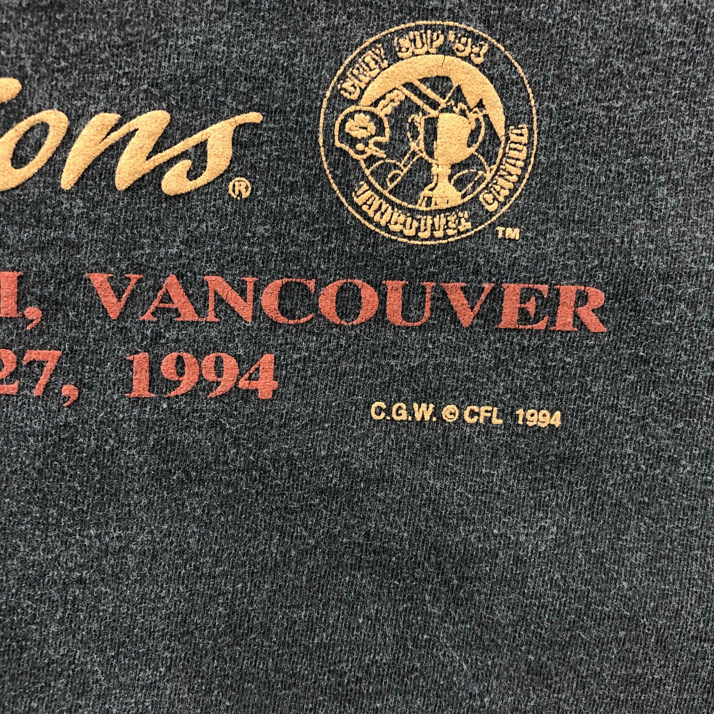 Vintage 90s CFL Grey Cup Champions B.C Lions T Shirt L