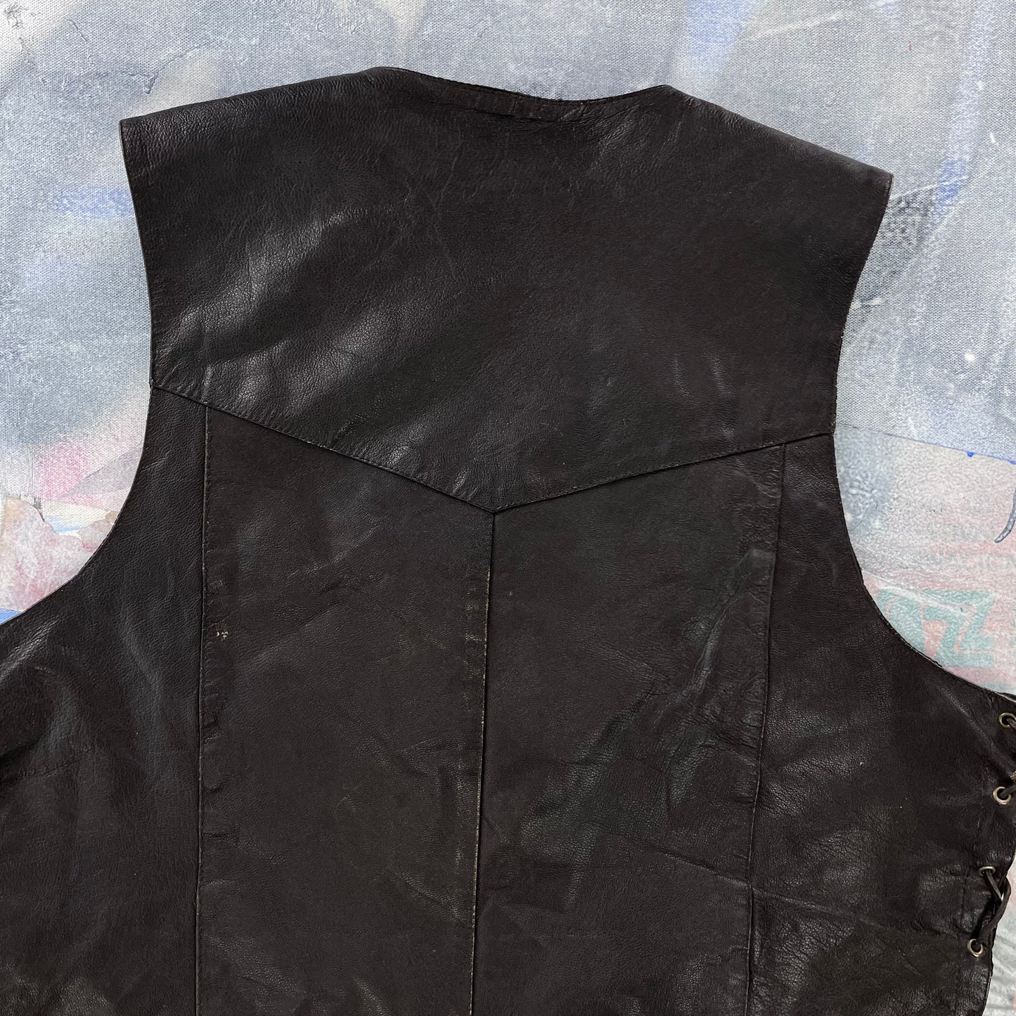 Vintage Leather King Motorcycle Button Vest XL
