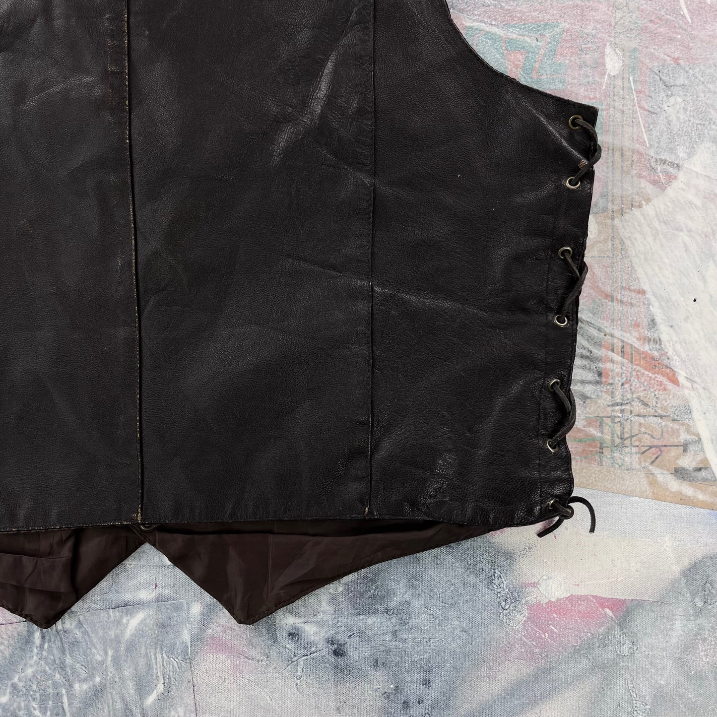 Vintage Leather King Motorcycle Button Vest XL