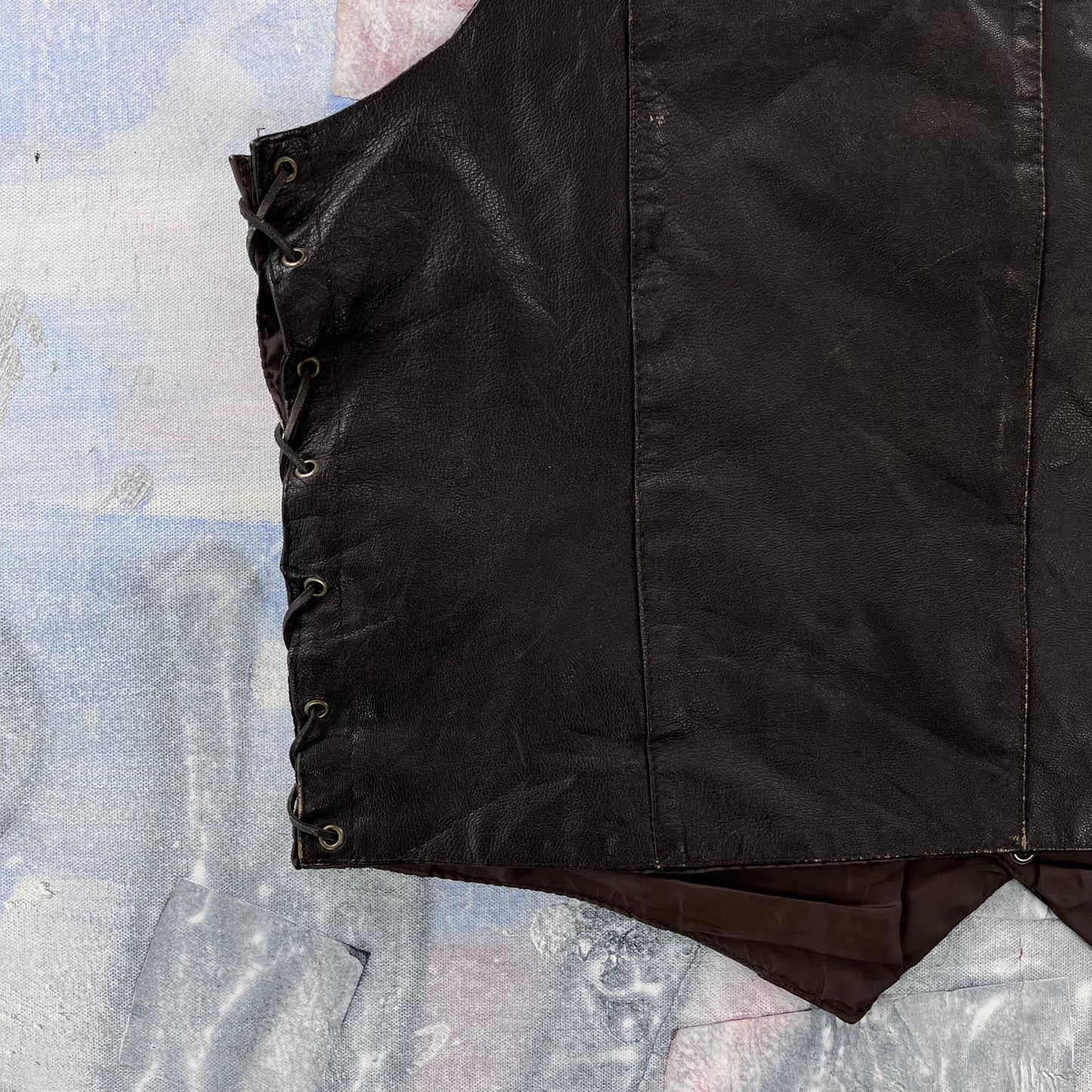 Vintage Leather King Motorcycle Button Vest XL