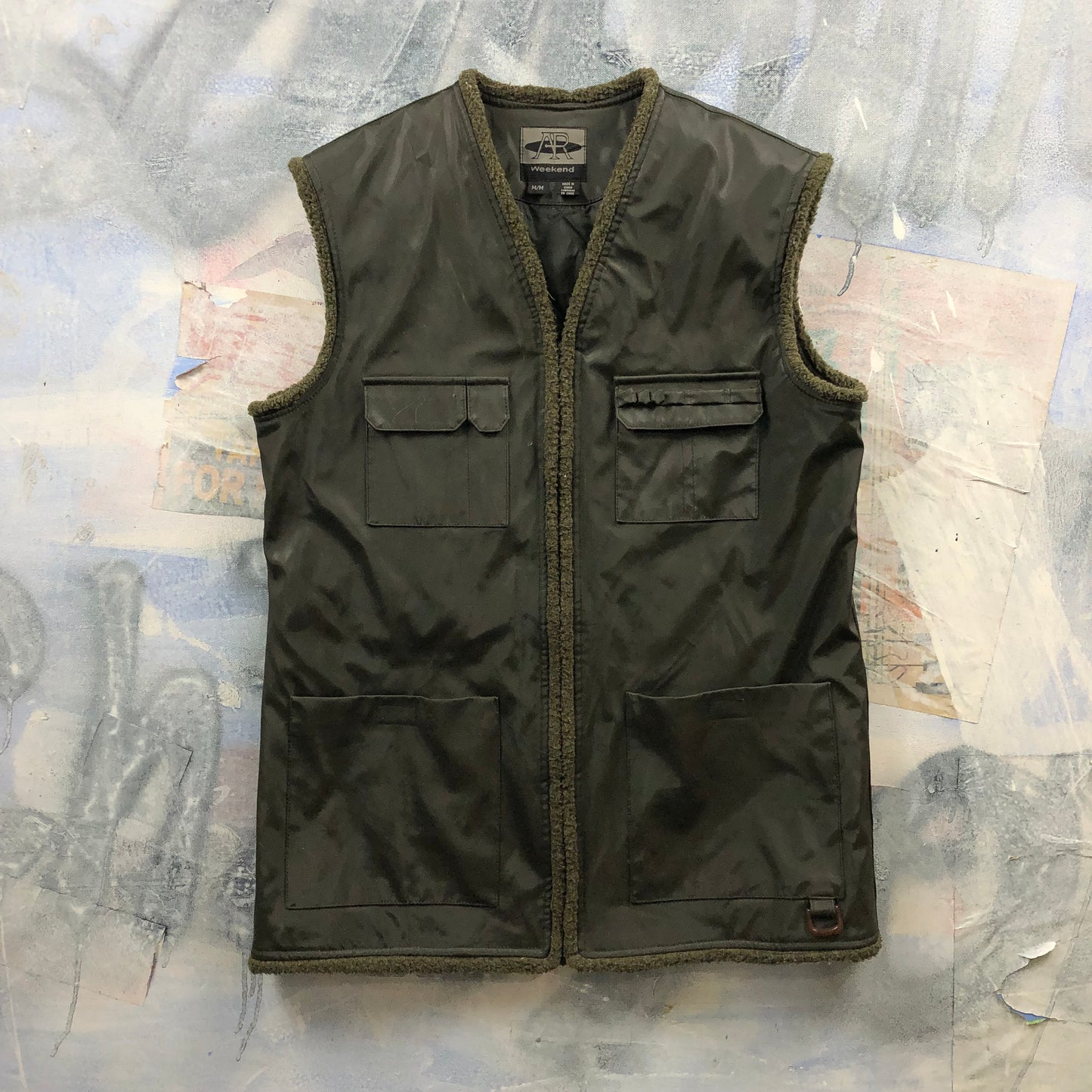 Vintage Quilted Lined Chore Zip Vest M