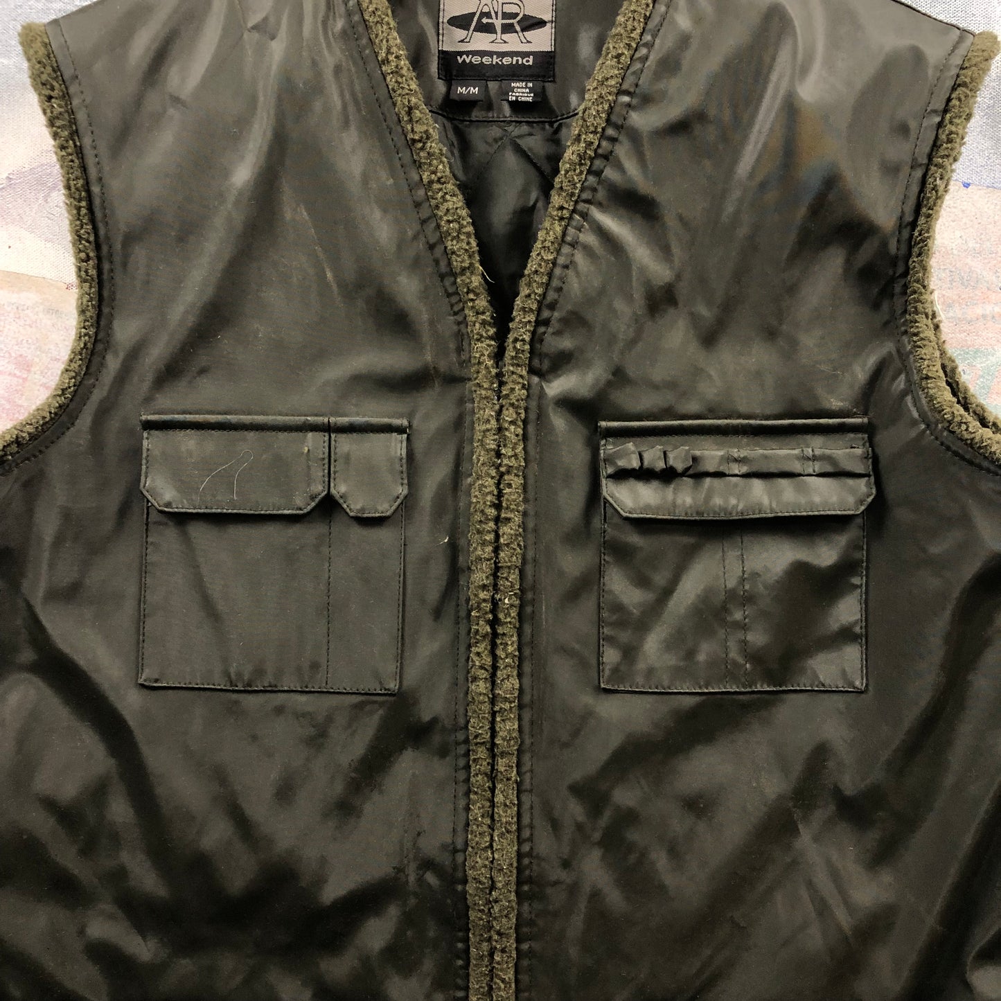 Vintage Quilted Lined Chore Zip Vest M