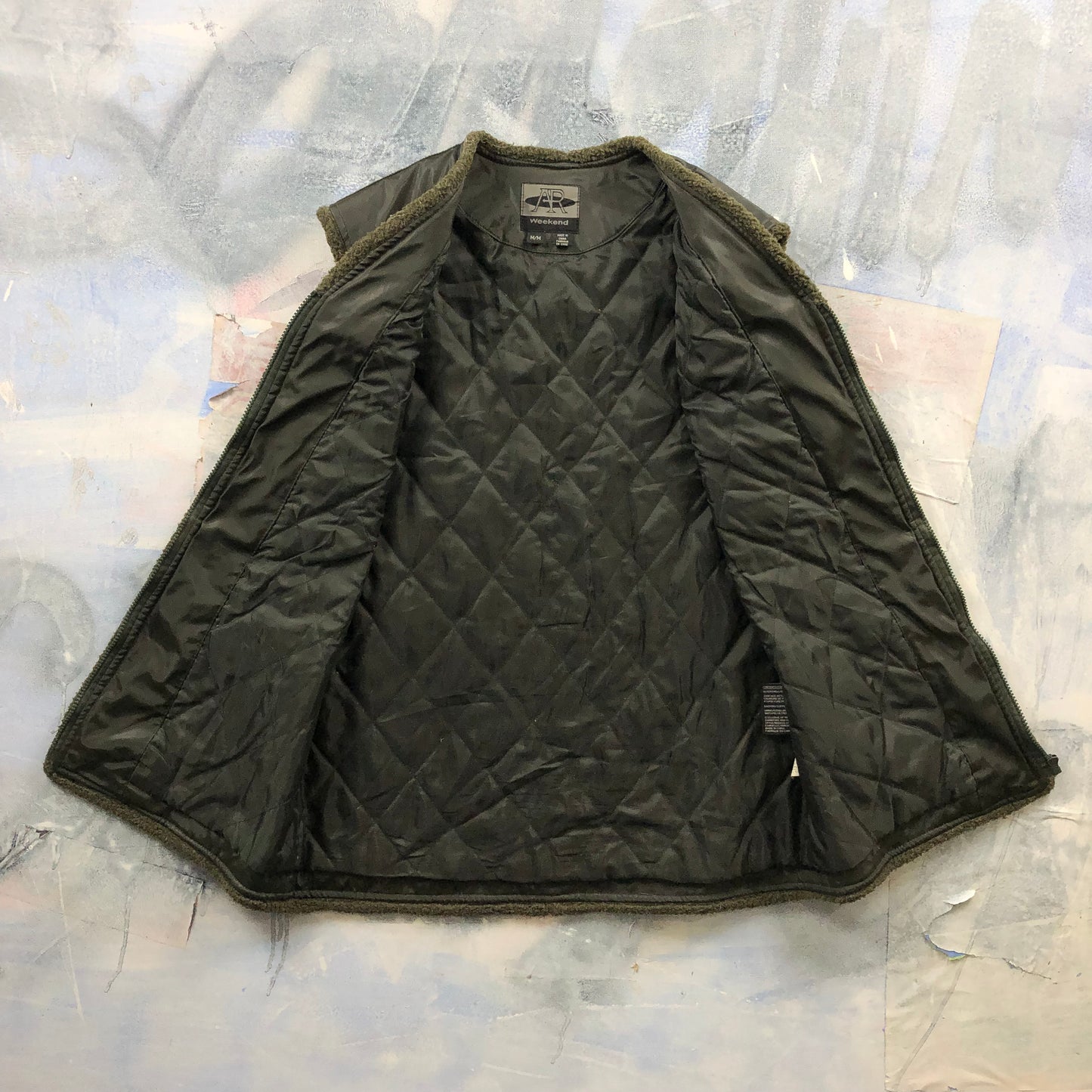 Vintage Quilted Lined Chore Zip Vest M