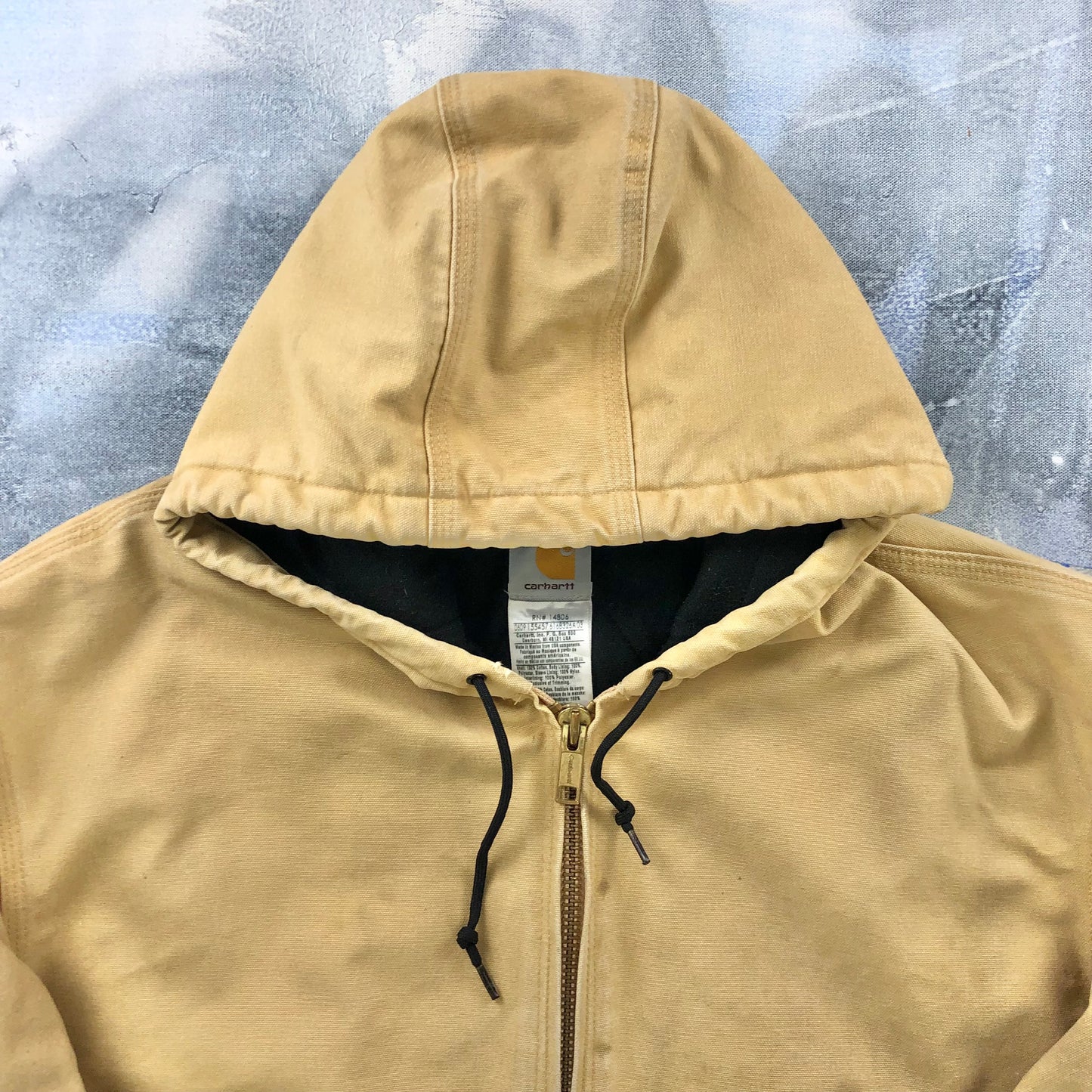 Vintage Carhartt J130 WET Quilted Lined Hooded Workwear Zip Jacket XXL