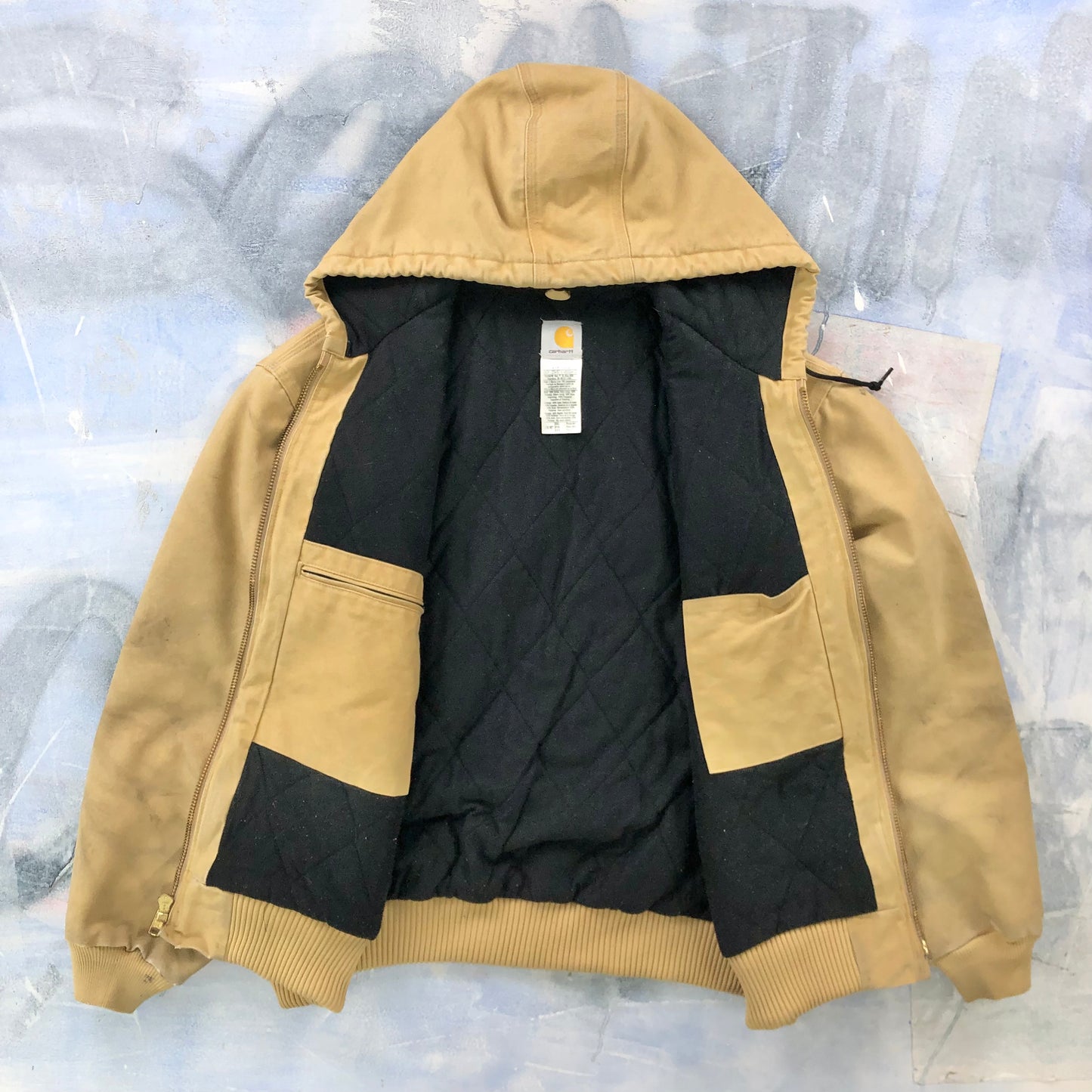Vintage Carhartt J130 WET Quilted Lined Hooded Workwear Zip Jacket XXL
