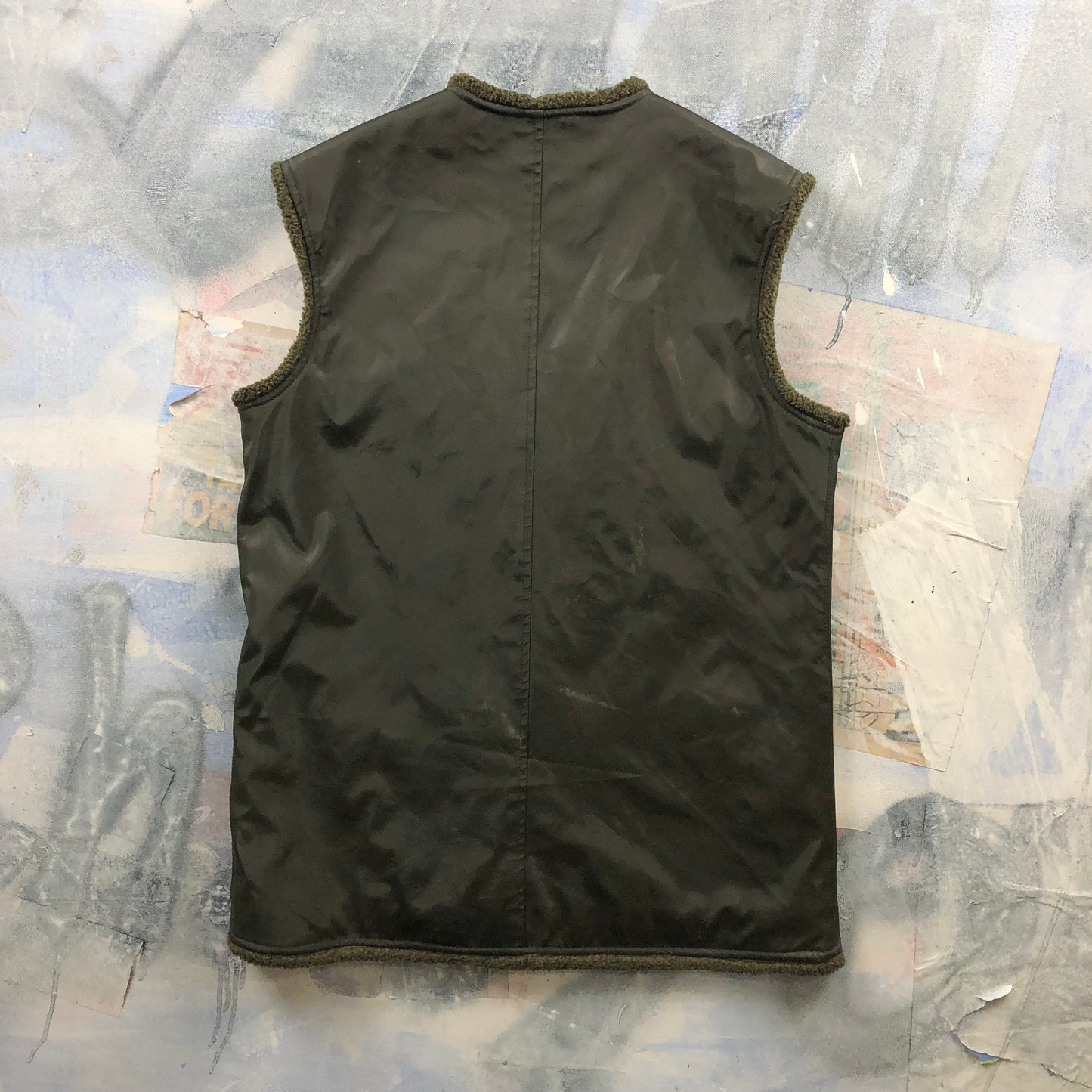 Vintage Quilted Lined Chore Zip Vest M