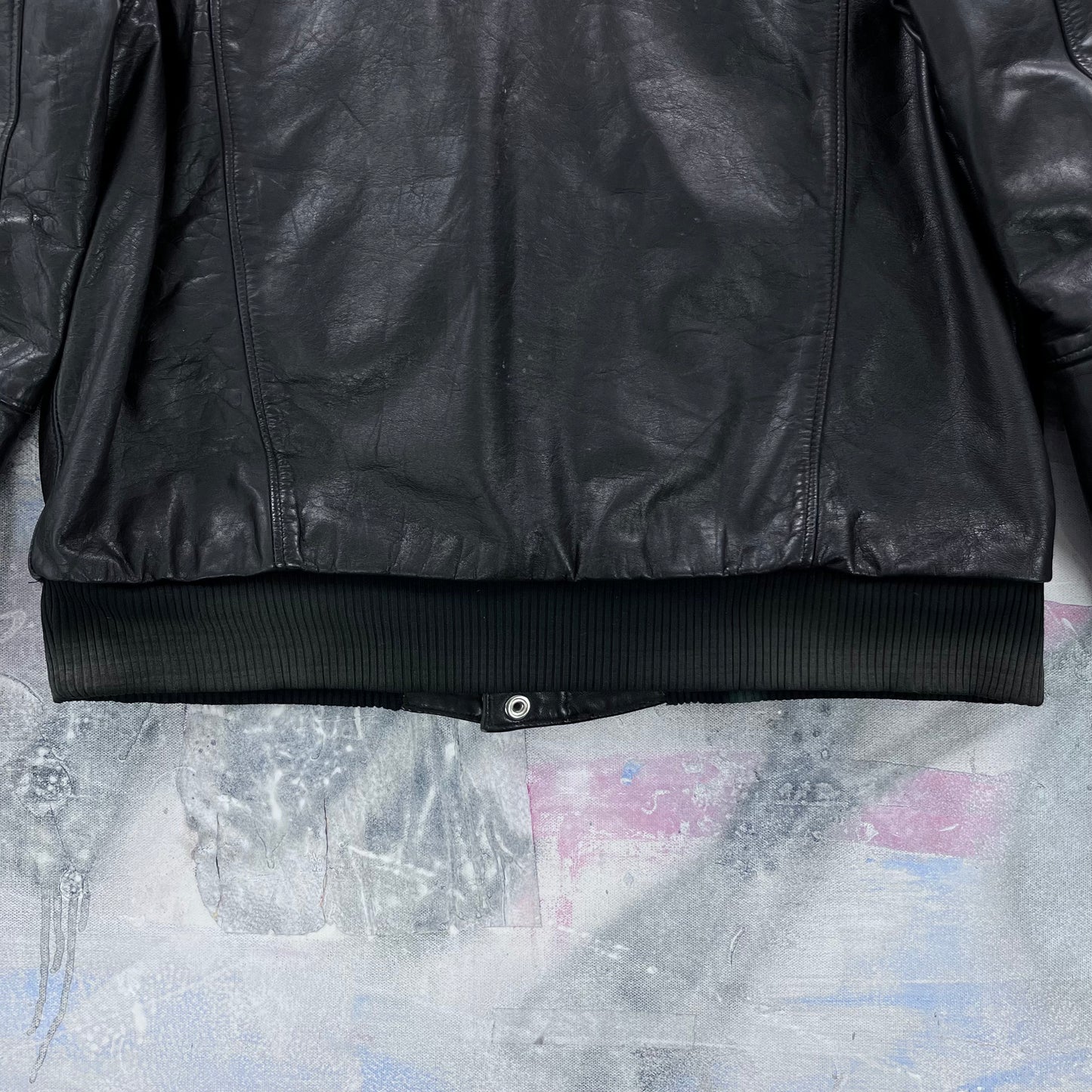 Vintage 80s Drospo Leather Aviator Bomber Zip Jacket L