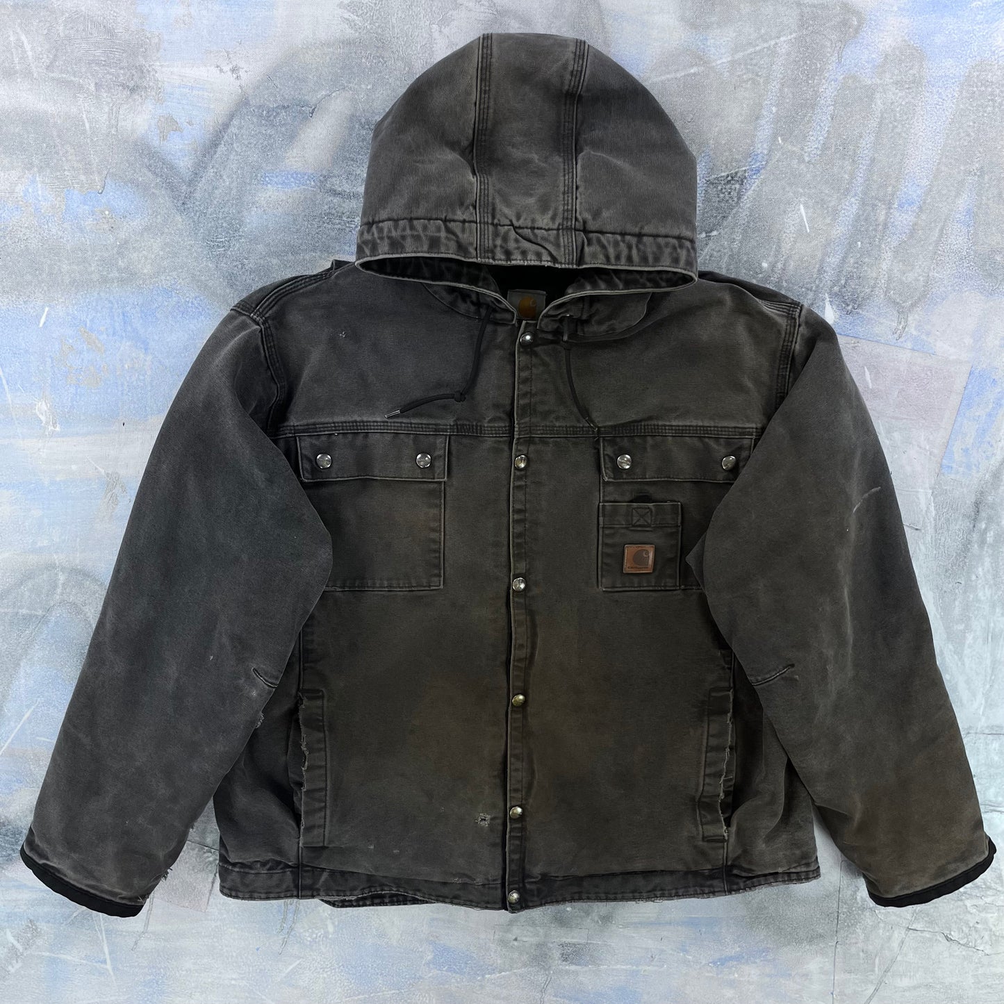 Vintage Carhartt J284 Workwear Sherpa Lined Hooded Button Jacket XL