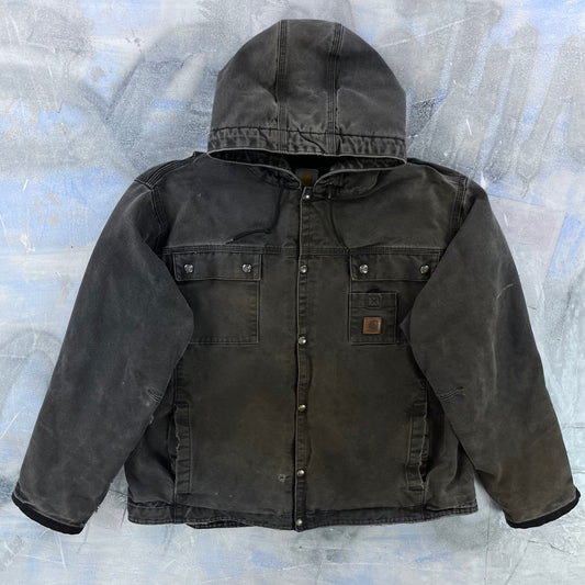 Vintage Carhartt J284 Workwear Sherpa Lined Hooded Button Jacket XL
