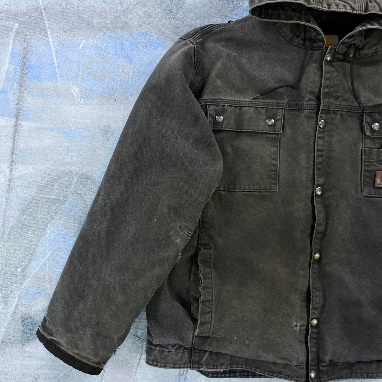 Vintage Carhartt J284 Workwear Sherpa Lined Hooded Button Jacket XL