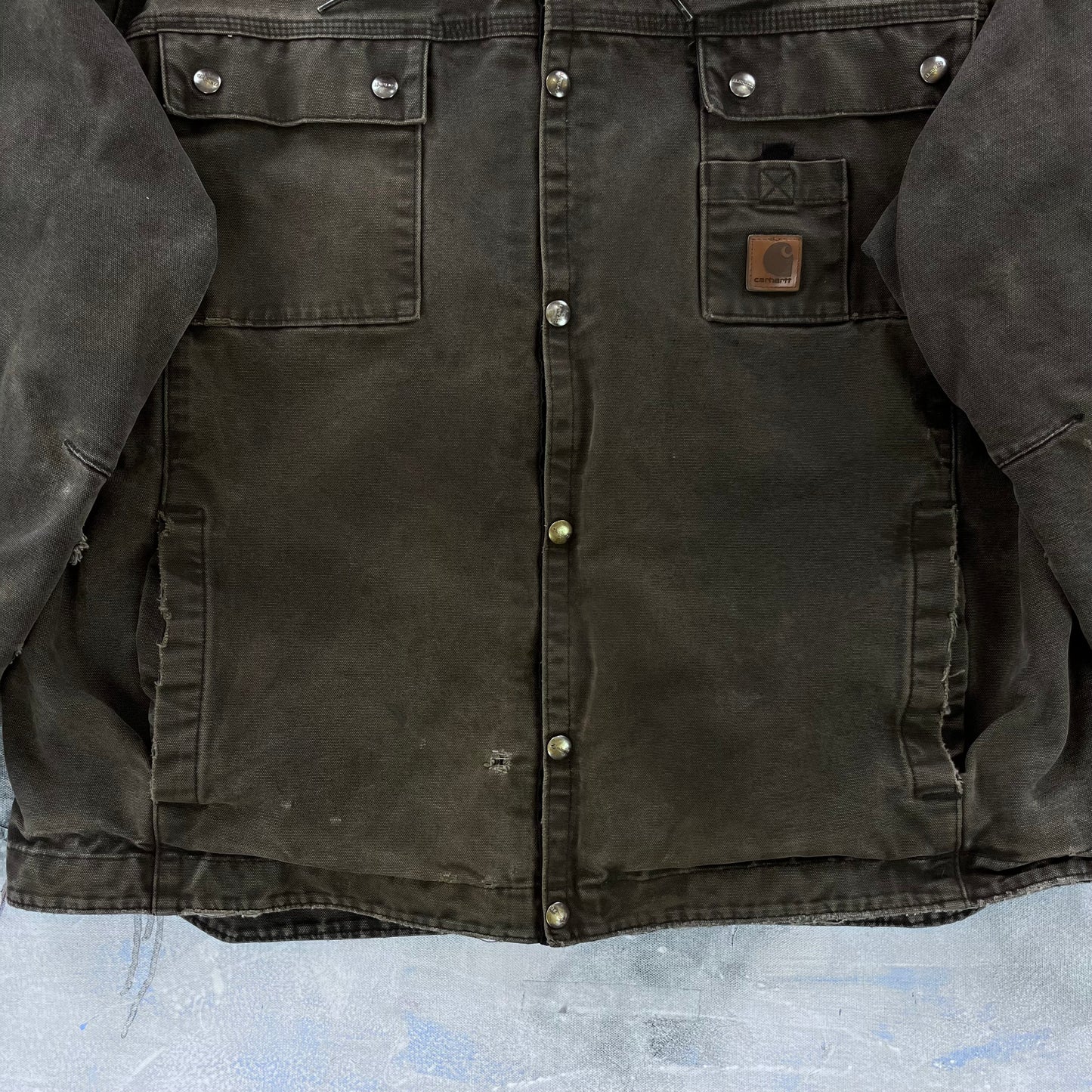 Vintage Carhartt J284 Workwear Sherpa Lined Hooded Button Jacket XL