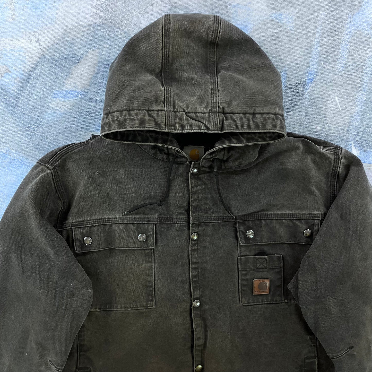 Vintage Carhartt J284 Workwear Sherpa Lined Hooded Button Jacket XL