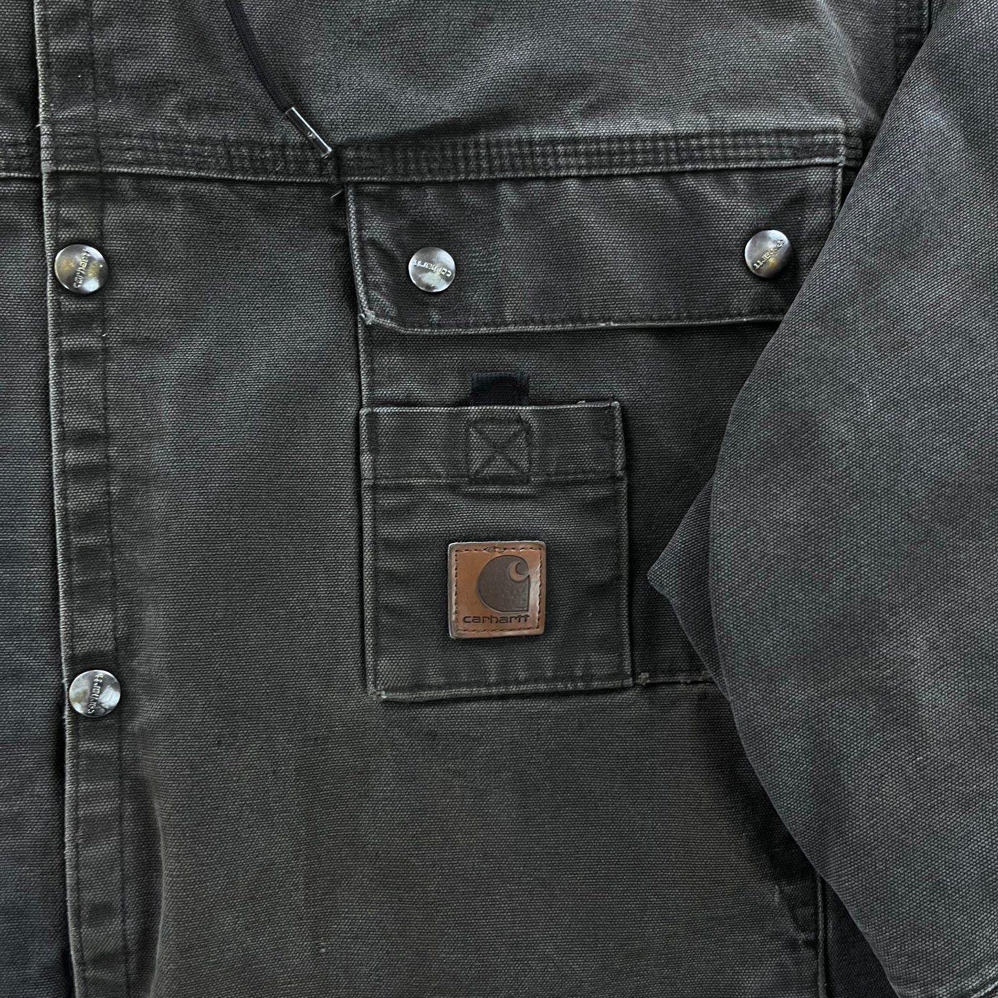 Vintage Carhartt J284 Workwear Sherpa Lined Hooded Button Jacket XL